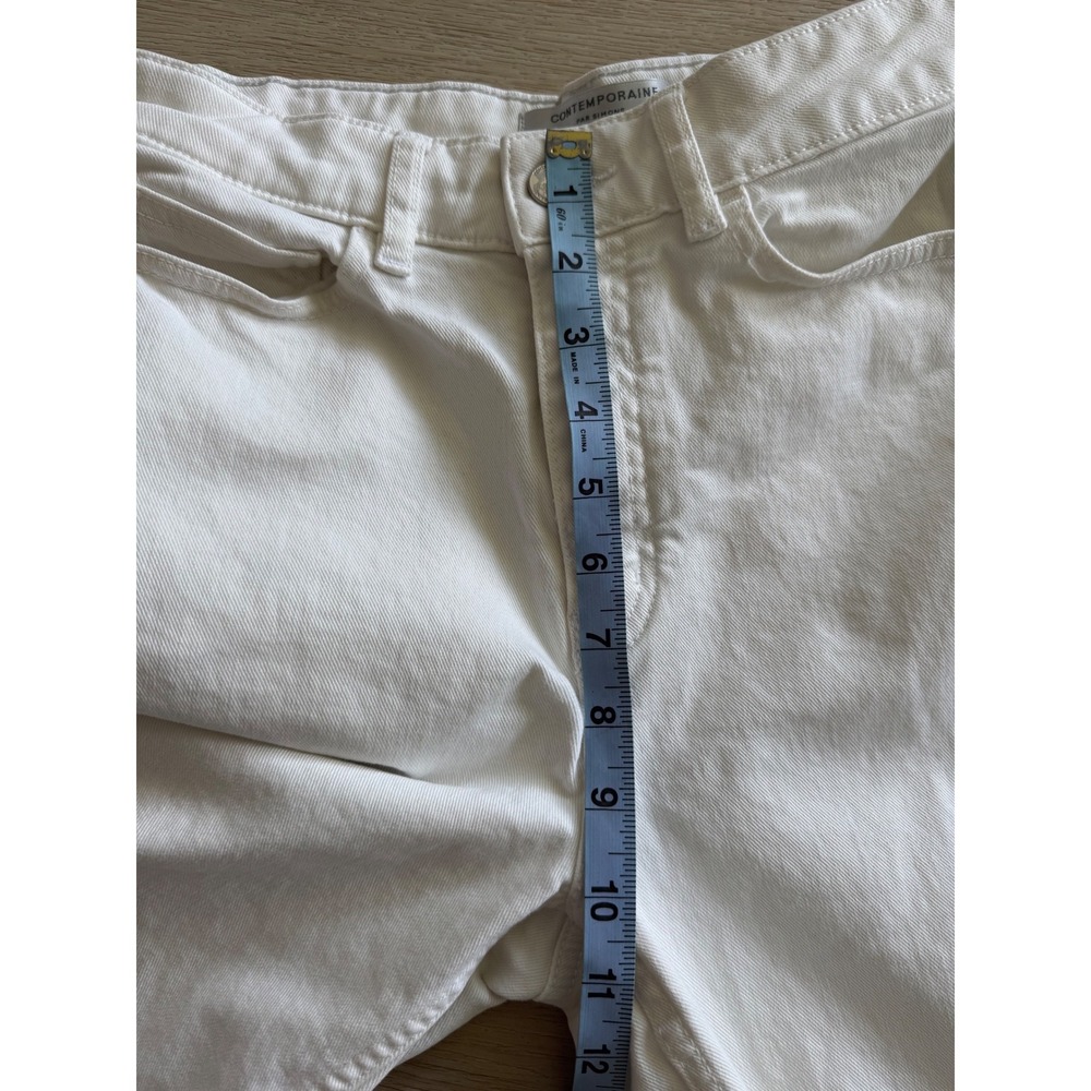 Contemporaine par Simons Organic Cotton Denim Jorts Shorts Cream White Size 0 - Picture 8 of 10
